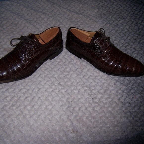 MENS FERRINI ALLIGATOR LEATHER  DRESS SHOES MADE IN SPAIN 10 - Picture 3 of 4